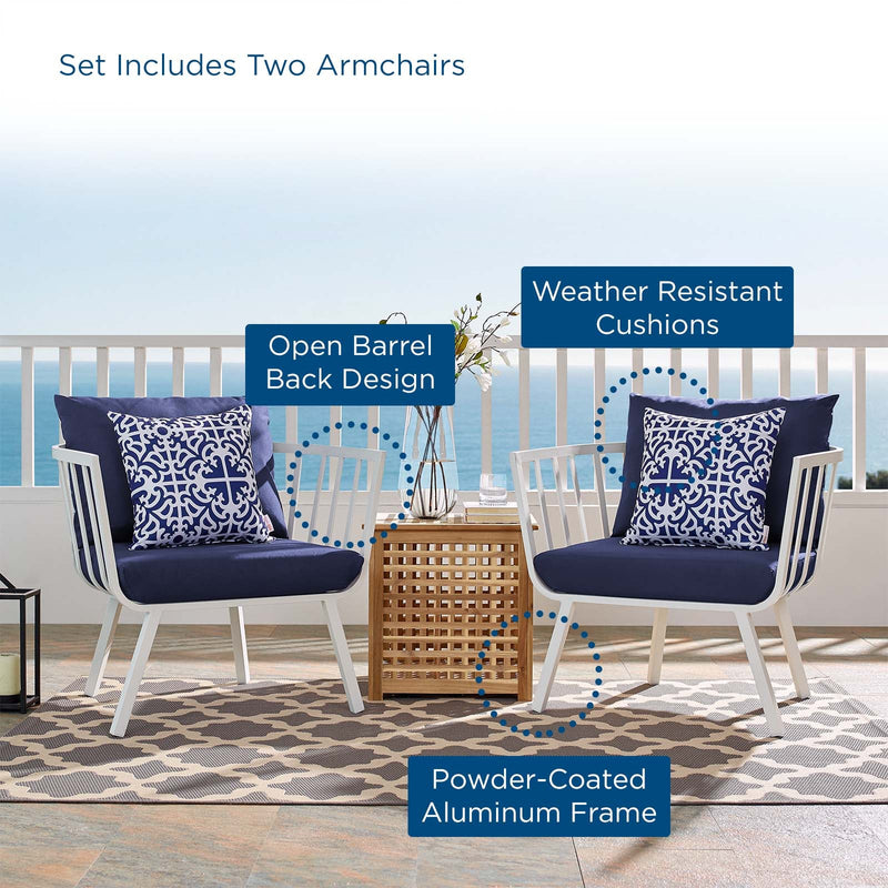Howard Outdoor Patio Aluminum Armchair Set of 2