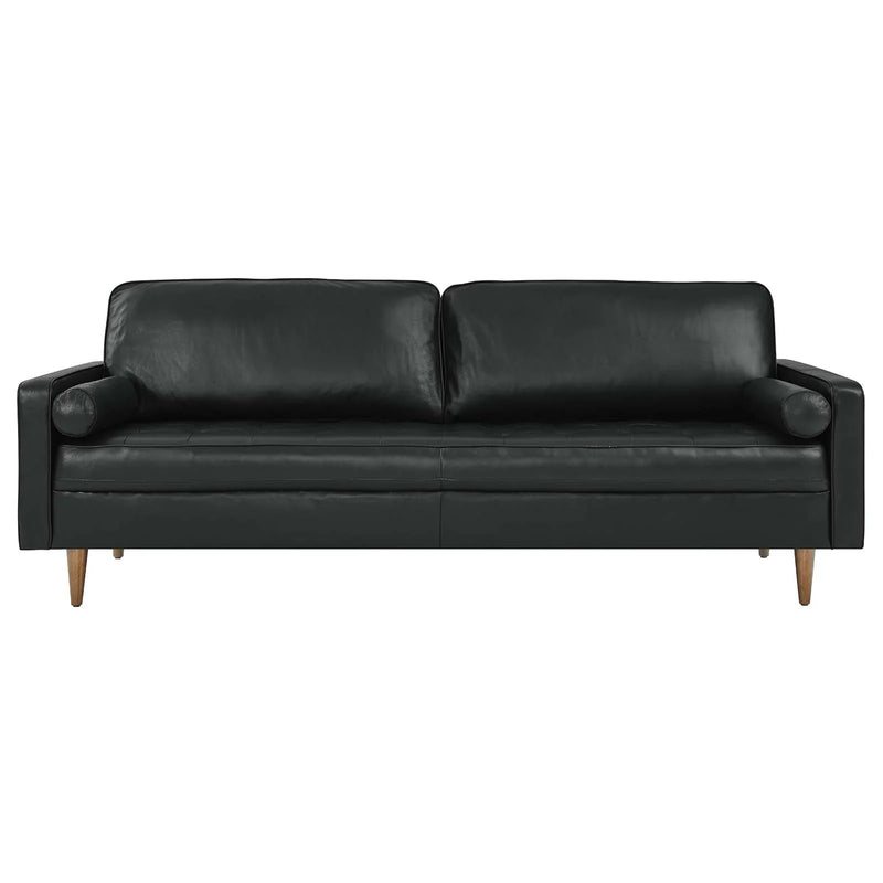 Top Grain Leather Ebony Black Designer Sofa