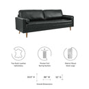 Top Grain Leather Ebony Black Designer Sofa