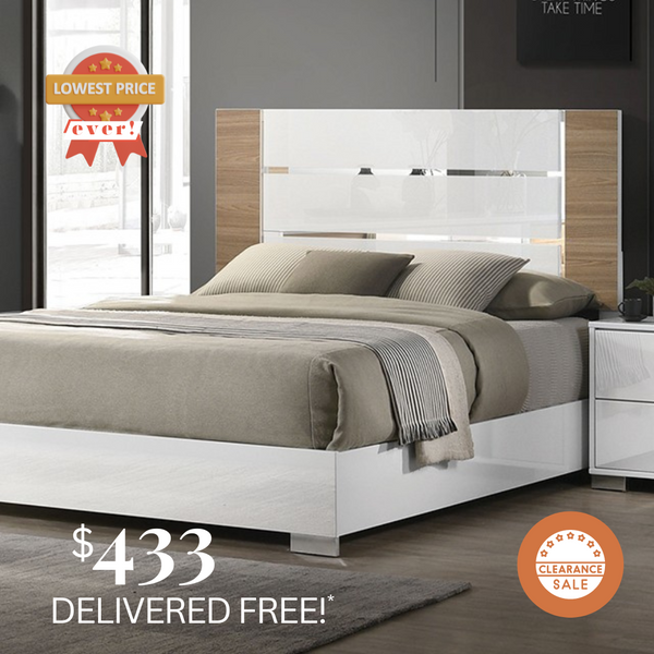 Emile Bed CalKing Special Value White/Off-White & Natural