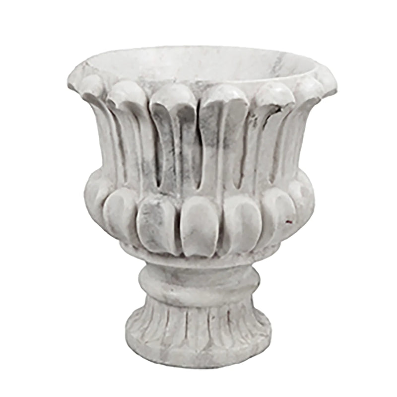 Hand-Carved Marble Flower Planter