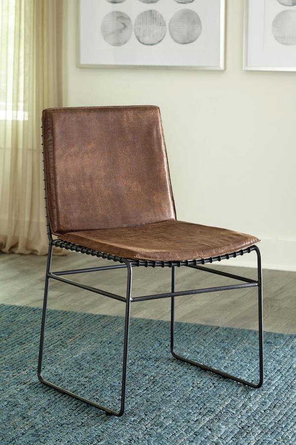 Abbott Metal Dining Side Chair – Set of 2 in Antique Brown by Clayson Design
