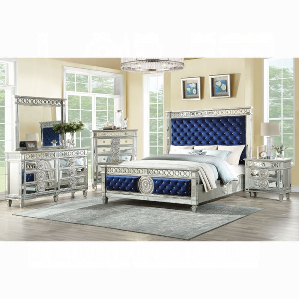 The Varian Midnight Velvet Panel Bed by Realani Family Furniture