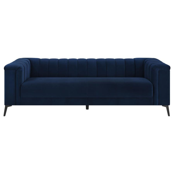 The Chalet Channel-Tufted Velvet Sofa by Clayson Design