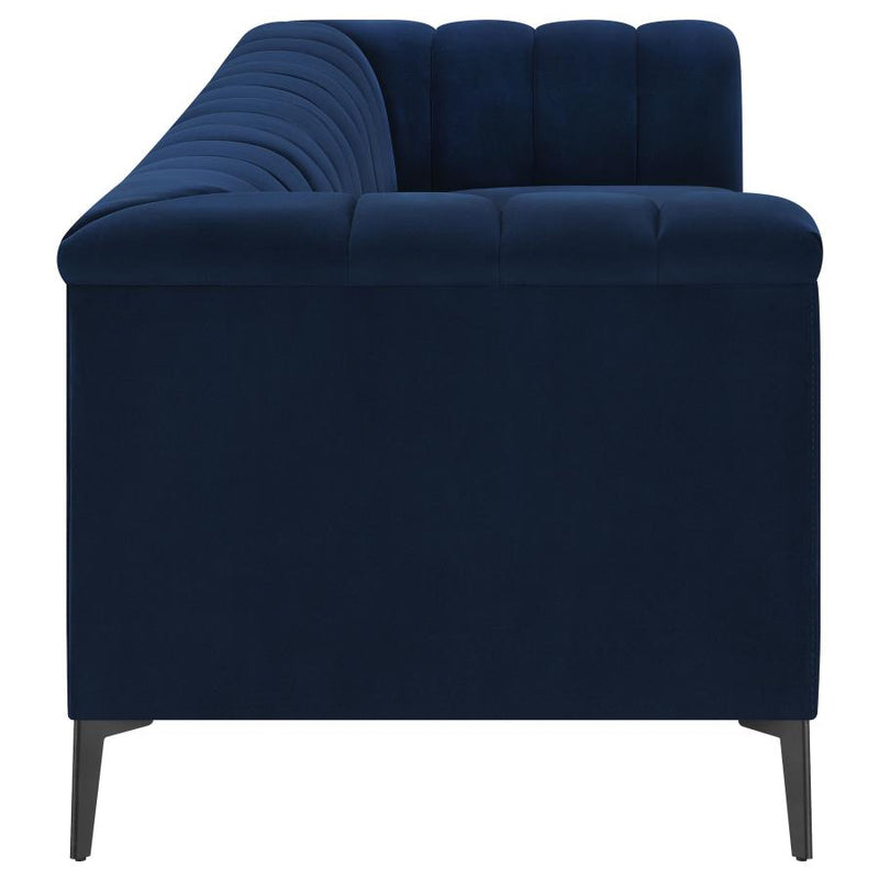 The Chalet Channel-Tufted Velvet Sofa by Clayson Design