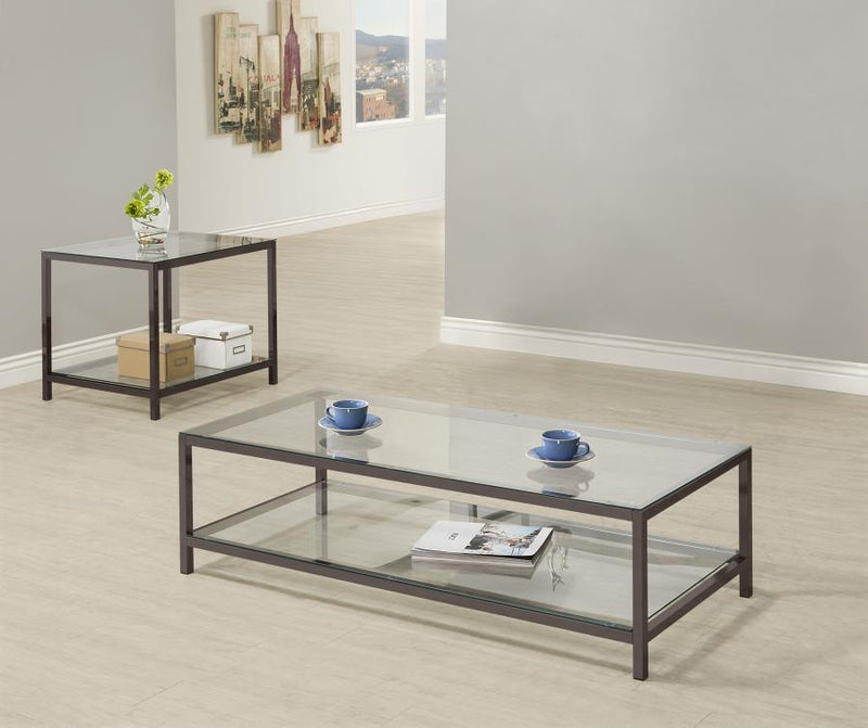 Trini 2-Piece Coffee & End Table Set – Black Nickel by Clayson Design