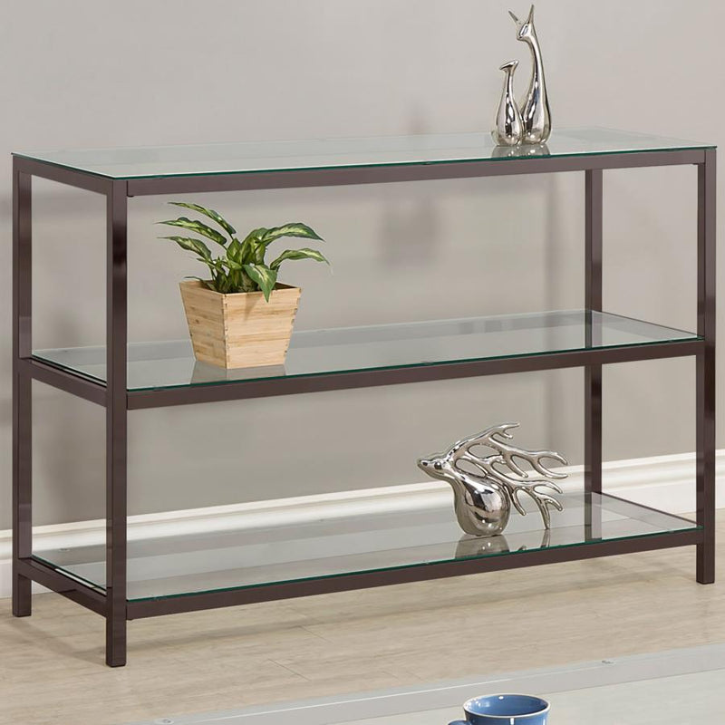 The Veyra Contemporary Glass Console Table by Clayson Design