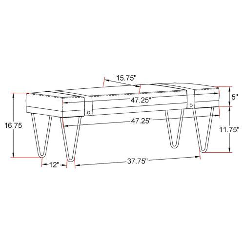 Austin Fabric Upholstered Accent Bench Beige by Clayson Design
