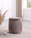 Tovar Pleated Mauve Round Ottoman by Clayson Design