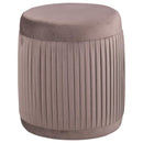 Tovar Pleated Mauve Round Ottoman by Clayson Design