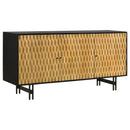 Mango Console Credenza Buffet Entry Table with Basket Weave Wood Carving and Ebony Wood Frame