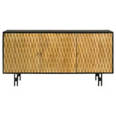 Mango Console Credenza Buffet Entry Table with Basket Weave Wood Carving and Ebony Wood Frame