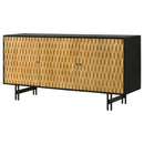 Mango Console Credenza Buffet Entry Table with Basket Weave Wood Carving and Ebony Wood Frame