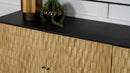Mango Console Credenza Buffet Entry Table with Basket Weave Wood Carving and Ebony Wood Frame