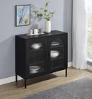 Jess Arched Fluted Glass Accent Cabinet in Black by Relani Family Furniture