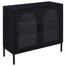 Jess Arched Fluted Glass Accent Cabinet in Black by Relani Family Furniture