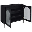 Jess Arched Fluted Glass Accent Cabinet in Black by Relani Family Furniture
