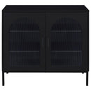Jess Arched Fluted Glass Accent Cabinet in Black by Relani Family Furniture
