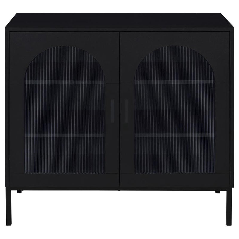 Jess Arched Fluted Glass Accent Cabinet in Black by Relani Family Furniture
