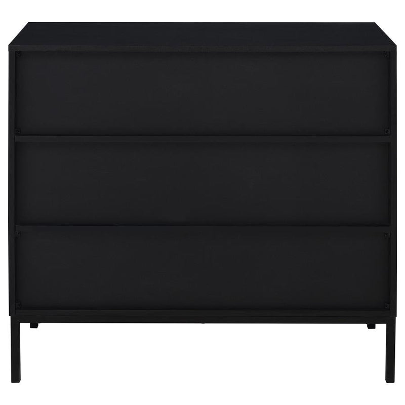 Jess Arched Fluted Glass Accent Cabinet in Black by Relani Family Furniture
