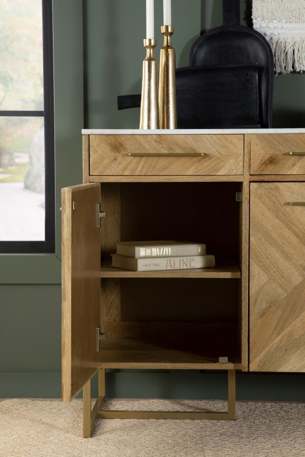 Keaton Marble Top Herringbone Accent Cabinet by Clayson Design
