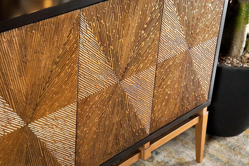 The Calandra Sunburst Parquet Storage Cabinet by Relani Family Furniture