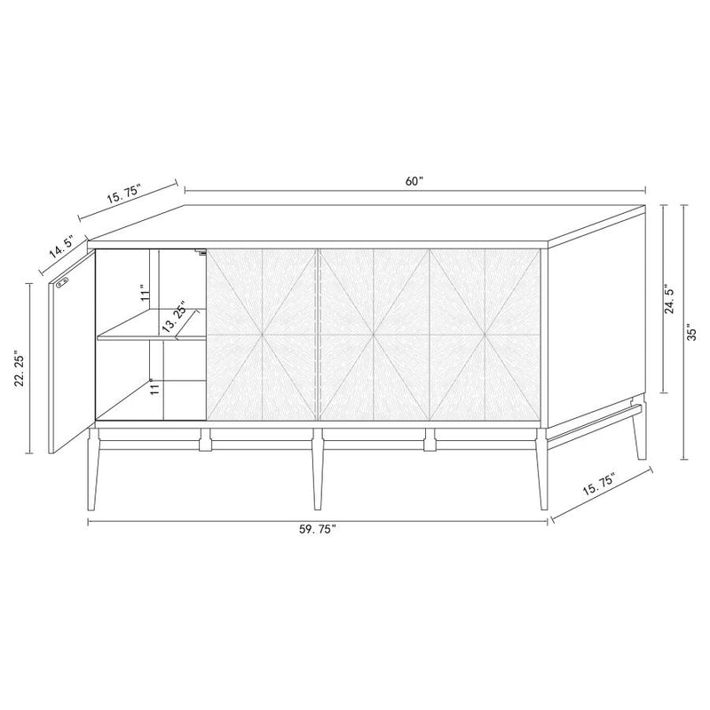 The Calandra Sunburst Parquet Storage Cabinet by Relani Family Furniture