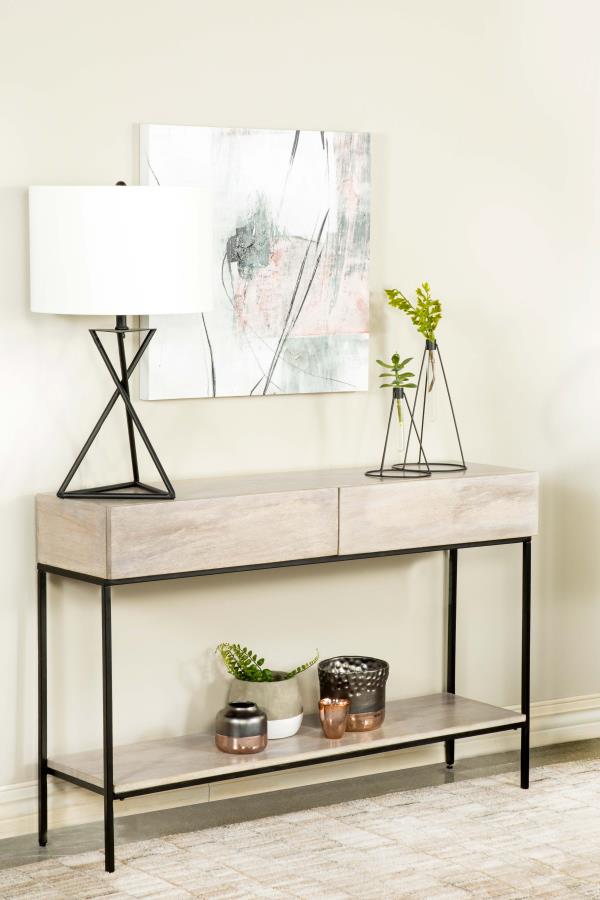 The Hollis Whitewashed Entry Console Table by Relani Family Furniture