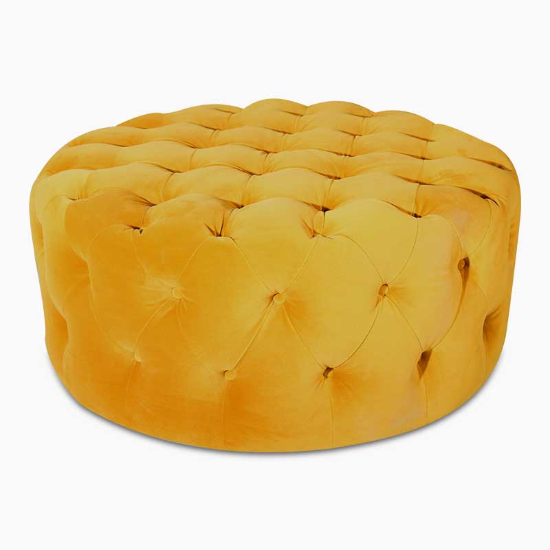 The Liora Round Velvet Ottoman by Clayson Design