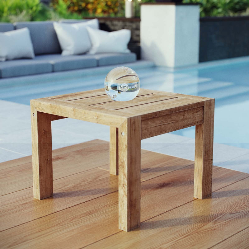 Arleth Outdoor Patio Wood Side Table