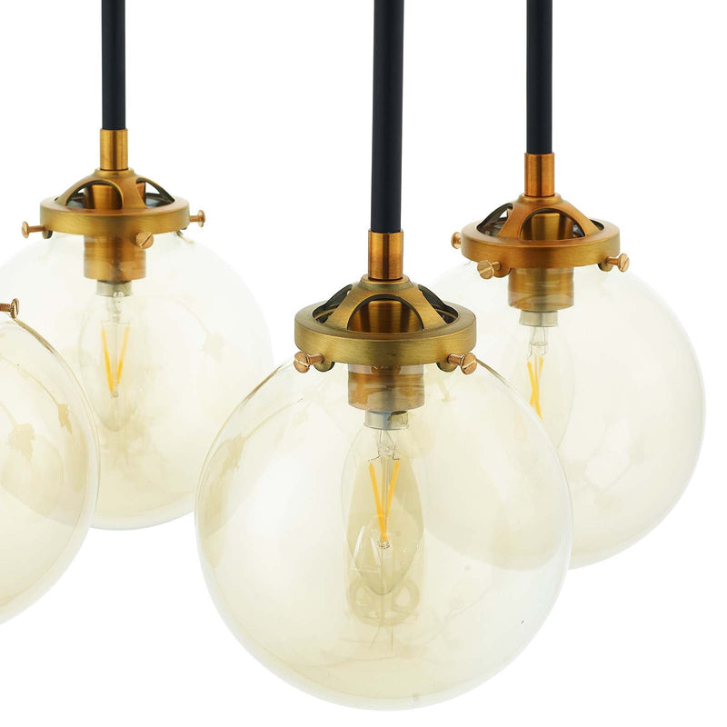 Elian Amber Glass And Antique Brass 8 Light Pendant Chandelier