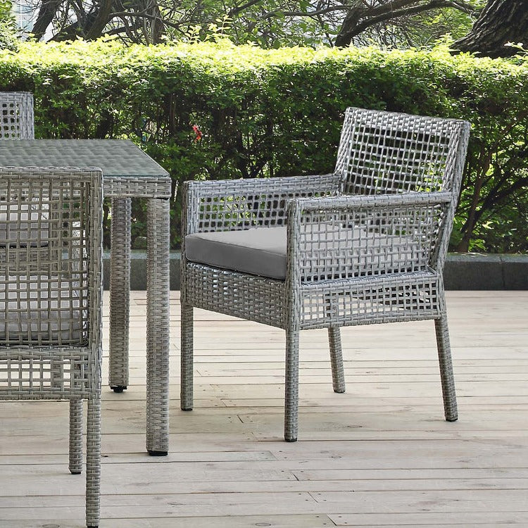 Sean Outdoor Patio Wicker Rattan Dining Armchair