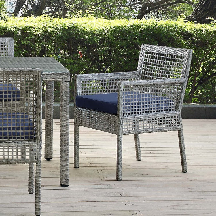 Sean Outdoor Patio Wicker Rattan Dining Armchair