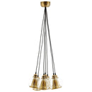 Matias Brass Cone and Glass Globe Cluster Pendant Chandelier