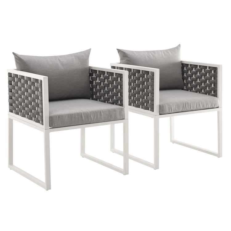 Emory Dining Armchair Outdoor Patio Aluminum Set of 2