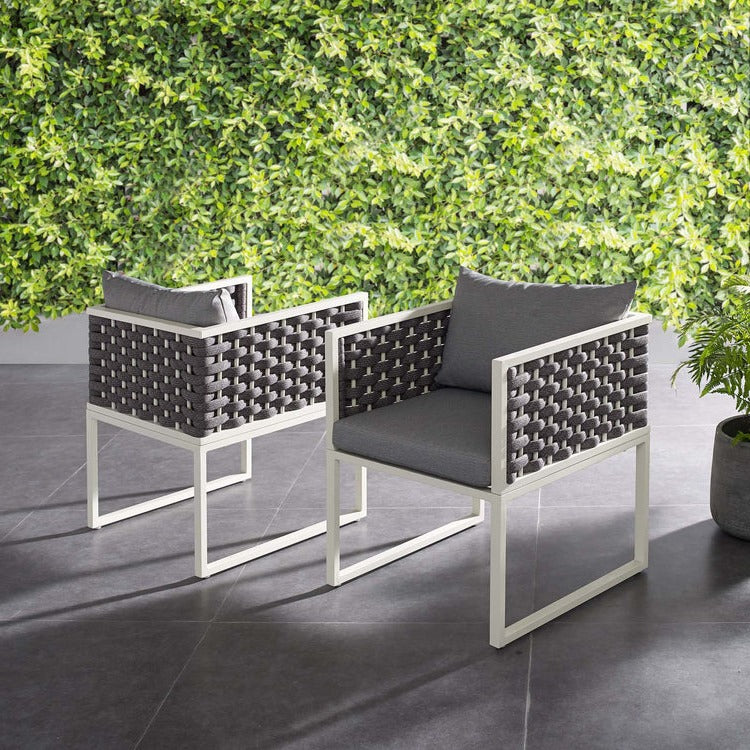 Emory Dining Armchair Outdoor Patio Aluminum Set of 2