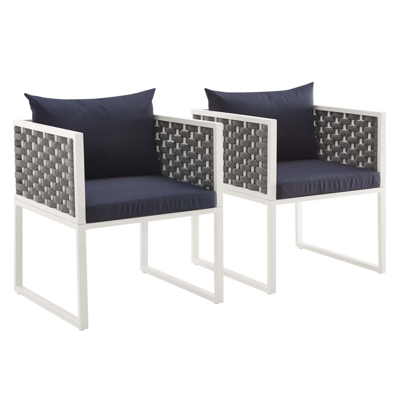 Emory Dining Armchair Outdoor Patio Aluminum Set of 2