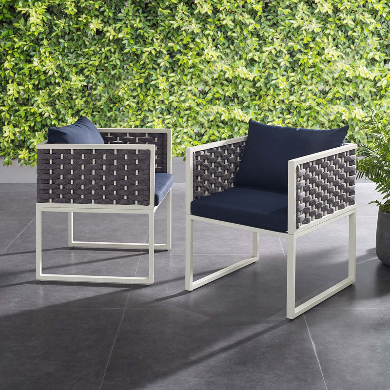 Emory Dining Armchair Outdoor Patio Aluminum Set of 2