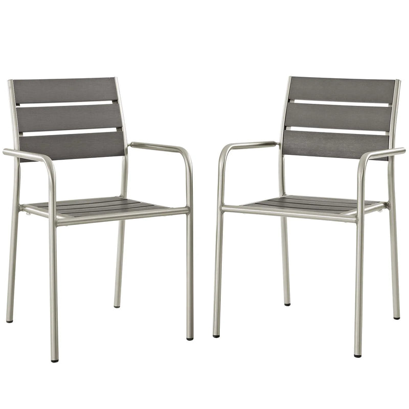 Aviana Outdoor Patio Aluminum Dining Rounded Armchair Set of 2