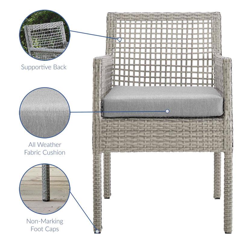 Sean Dining Armchair Outdoor Patio Wicker Rattan Set of 2