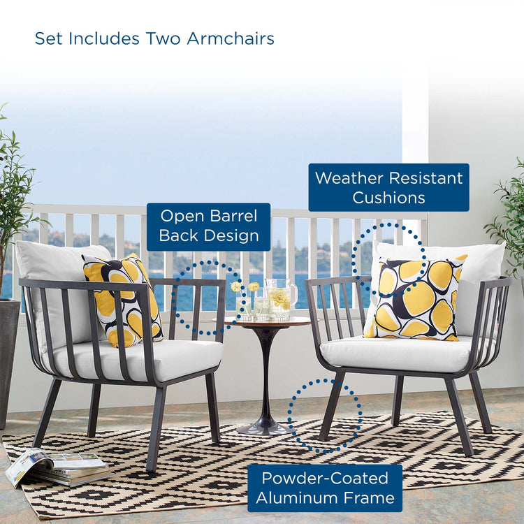 Howard Outdoor Patio Aluminum Armchair Set of 2