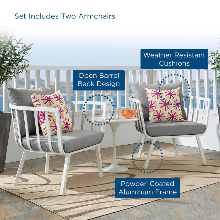 Howard Outdoor Patio Aluminum Armchair Set of 2