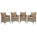 Maisie Outdoor Patio Wicker Rattan Dining Armchair Set of 4
