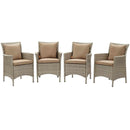 Maisie Outdoor Patio Wicker Rattan Dining Armchair Set of 4