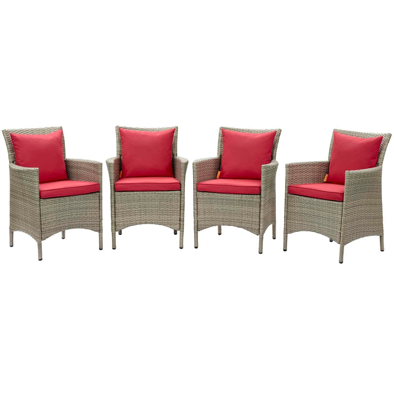 Maisie Outdoor Patio Wicker Rattan Dining Armchair Set of 4