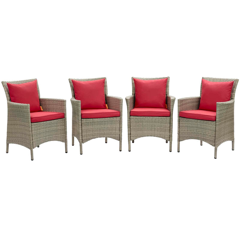 Maisie Outdoor Patio Wicker Rattan Dining Armchair Set of 4