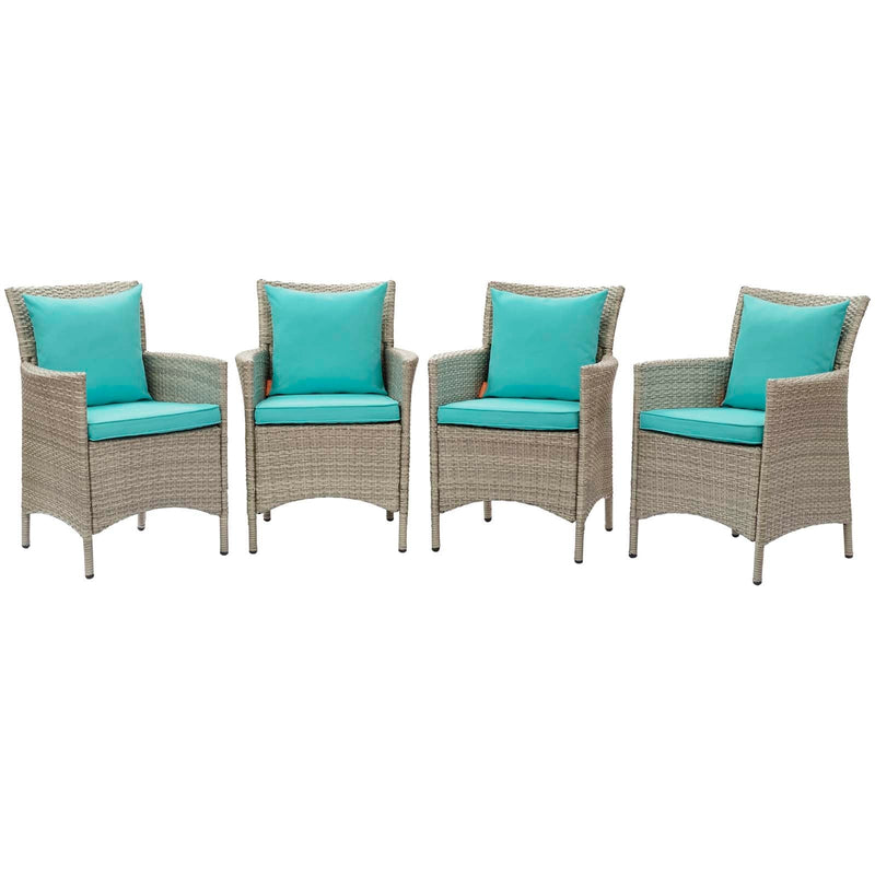 Maisie Outdoor Patio Wicker Rattan Dining Armchair Set of 4