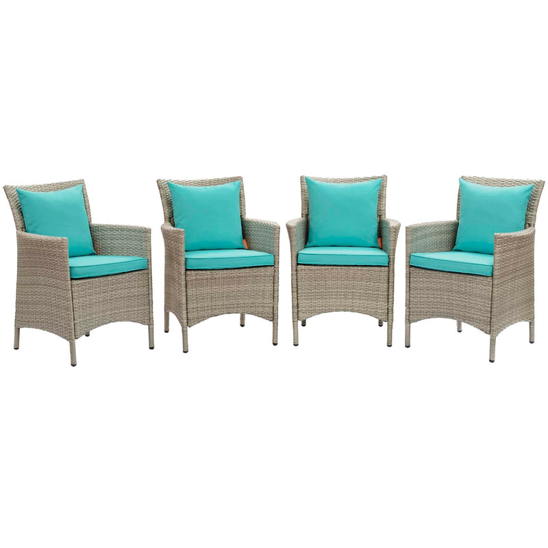 Maisie Outdoor Patio Wicker Rattan Dining Armchair Set of 4