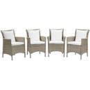 Maisie Outdoor Patio Wicker Rattan Dining Armchair Set of 4