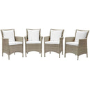Maisie Outdoor Patio Wicker Rattan Dining Armchair Set of 4